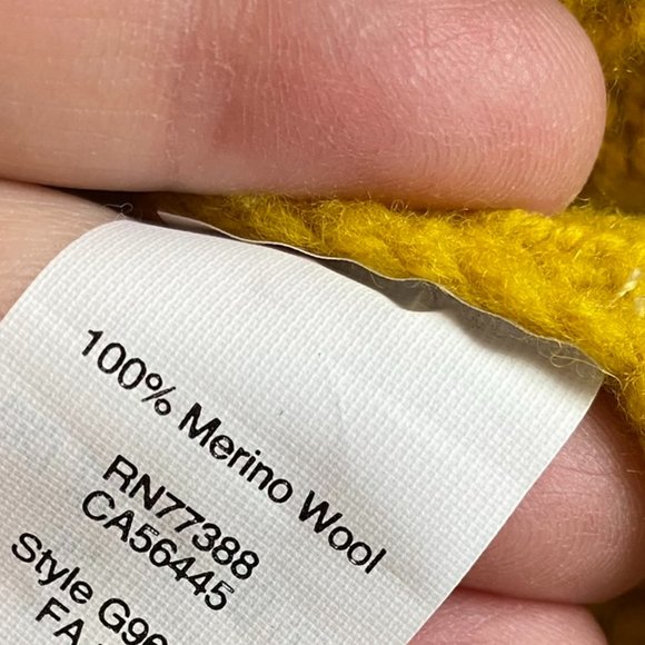 Madewell Merino Wool mustard yellow pullover sweater bobble open side Sz M crew - Picture 7 of 10